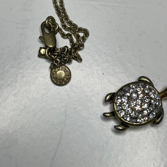 J.Crew J Crew pendant gold tone necklace burnished TURTLE signed costume jewelry - Picture 6 of 12
